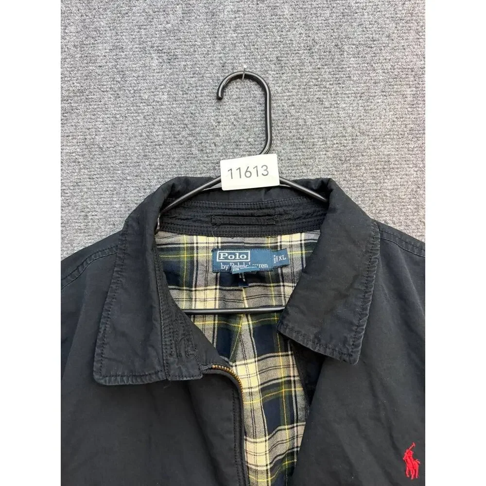 Polo Ralph Lauren Men's XL Black Cotton Plaid Lined Full Zip Jacket